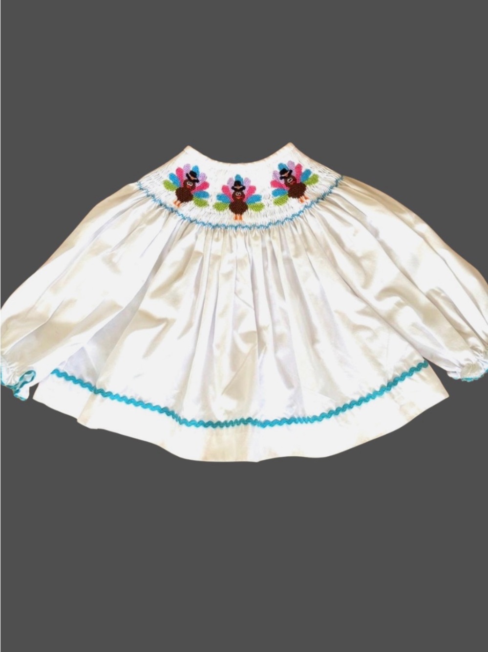 Smocked Polkadot Girls 18M Thanksgiving Turkey Pilgrim Hat Smocked Bishop Top